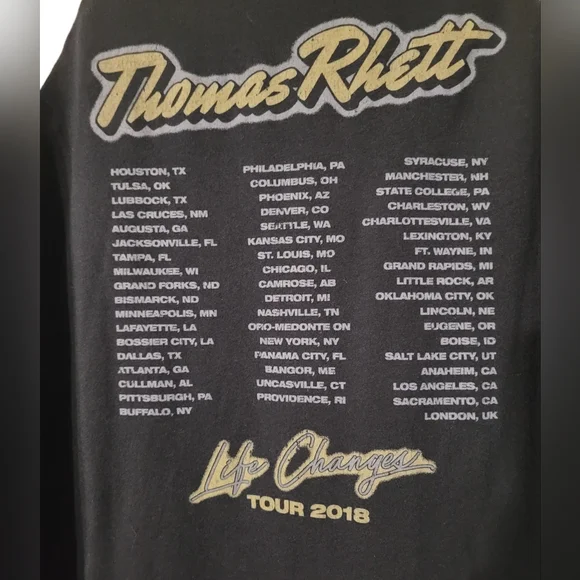 Thomas Rhett Life Changes 2018 Concert Tee Size Large Black White - Picture 4 of 5